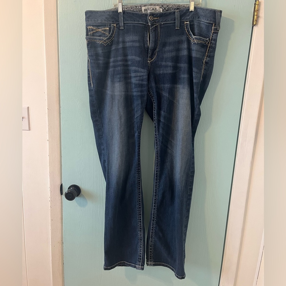 Ariat 22WL Women's REAL Entwined Festival Dark Wash Mid Rise Boot Cut